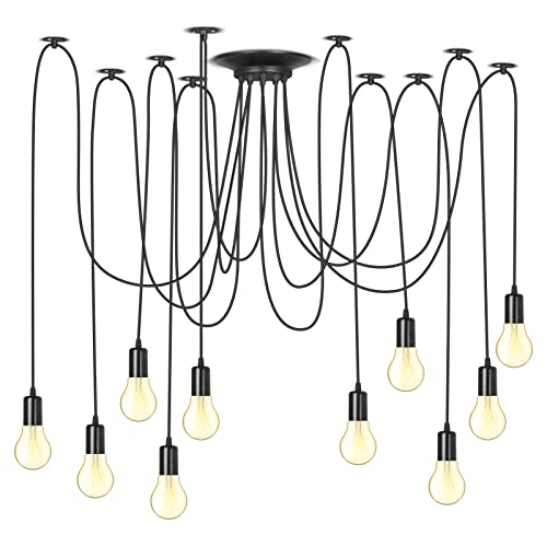 Spinne Kronleuchter DIY Deckenleuchte Lampe Kopf Pendelleuchte Halter Retro Industry Ceiling Light Speisesaal Schlafzimmer Wohnzimmer Esszimmer Hotel Dekoration (10 Kopf) von Ejoyous