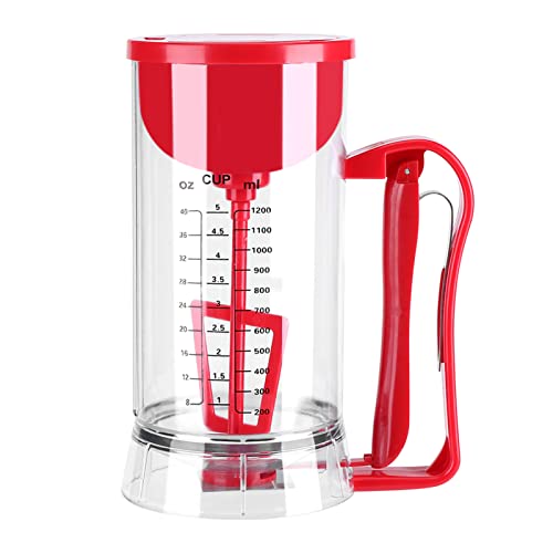 Teigportionierer 1200mL, 2 in 1 Teigmixer und Teigspender Kuchen Waffeln Batter Spender Elektrischer Messbecher Dosierer mit Deckel und Skala, für Pfannkuchen Crépes Muffins von Ejoyous