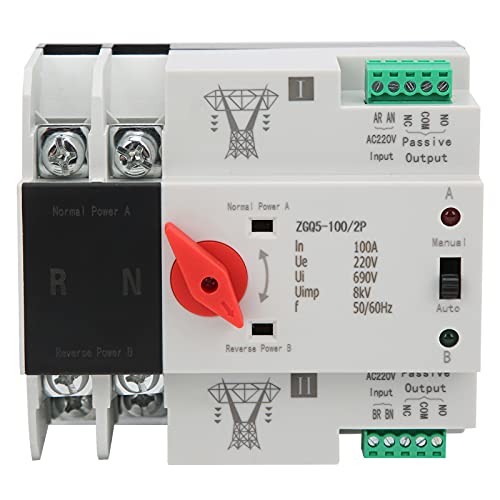 Übertragungsschalter, Automatischer Übertragungsschalter mit Doppelter Leistung, ZGQ5-100 / 2P 220V, Unterbrechungsfreier 2-Wege Übertragungsschalter Controller von Ejoyous