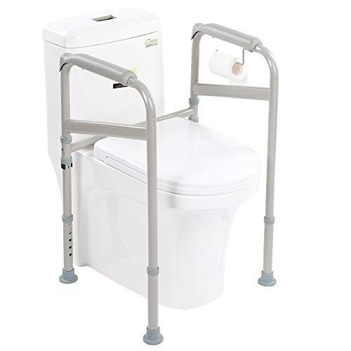 Verstellbarer Toilettenstützgestell, Aufstehhilfe Sichere WC Stützhilfe Sicherheitsverstellbarer Handlauf für Badezimmer Geeignet Toilettenstützstange, für ältere Behinderte Schwangere Patientinnen von Ejoyous
