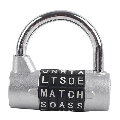 Vorhängeschloss mit 5 Buchstaben, Buchstaben Kombinations Kombinationsschloss Zahlenschloss mit 100000 Kombinationen für Türen Koffer Spinde Sporttaschen (SILVER) von Ejoyous