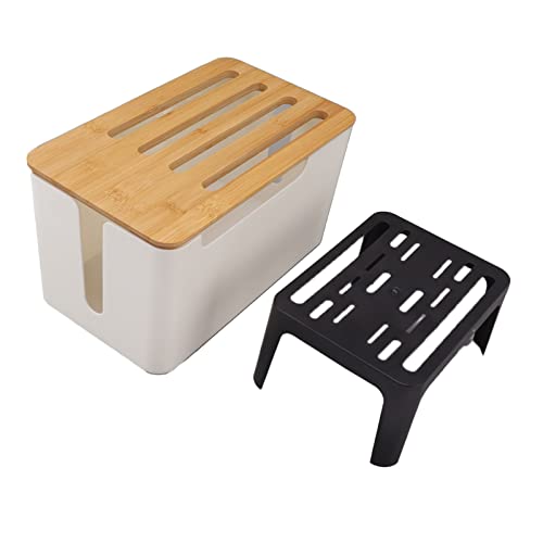 Ejoyous WiFi Router Aufbewahrungsboxen, Router Regal mit Bambus-Abdeckung Modem Storage Boxes Router Verstecken Cable Organizer für TV-Zubehör wie WLAN-Router TV-Box-Komponenten von Ejoyous