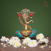 Messing Ganesh Diya Öllampe Wanddeko 21, 5 cm von EkaaHandicrafts