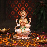 Lakshmi Göttinnenhaus Statue, 18cm Kultur Marmor Sitzen Laxmi Idol Für Tempel Hindu Göttin Des Glücks Und Überflusses, Ma Skulptur von EkaaHandicrafts