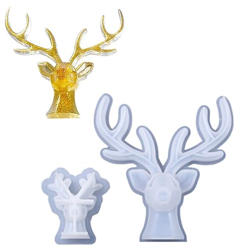 2 Stück Hirschhorn Epoxidharz Formen, Resin Silikon Formen 3D Hirsch Silikonform, Epoxid Silikonform Harz Gussformen für Ornament Dekoration, Harzformen für die Herstellung von Schmuck-Organizer von Ekakashop