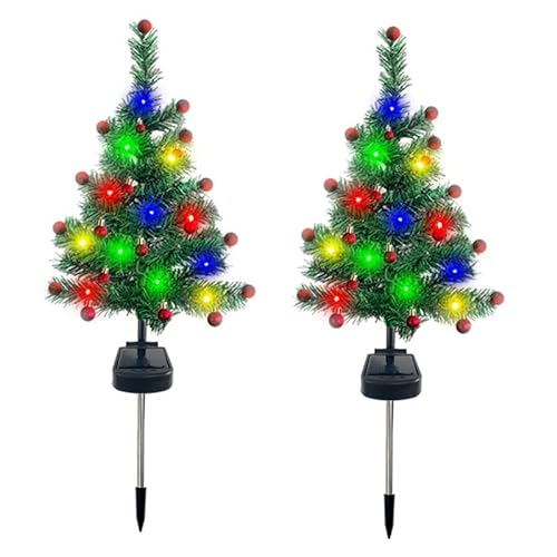 2 Stück Solarleuchten Garten Deko,LED Outdoor Weihnachtsbaum Dekorative Lichter Solar Baum Lichter Wasserdicht Weihnachtsbaum Lichter Gartenleuchte Solar Weihnachtsbeleuchtung Außen für ,Rasen,Garten von Ekakashop