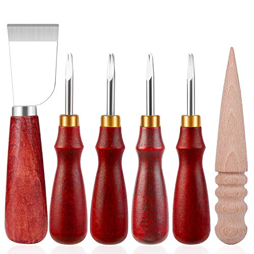 Leder Handwerk Werkzeuge Set-Leder Schneidemesser mit 4 Größen Leder Kanten Schneider und Holz Rand Slicker für Leder Schneiden Handwerk von Ekalee