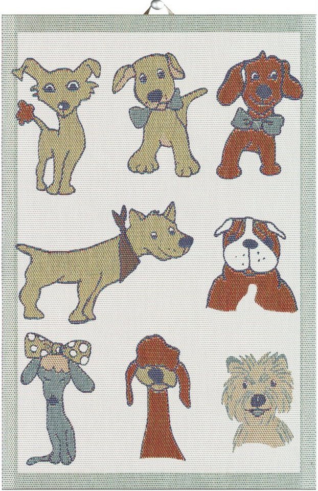 Ekelund Geschirrtuch Küchenhandtuch Dogs 40x60 cm, (1-tlg., 1 x Geschirrtuch), Pixel gewebt (6-farbig) von Ekelund