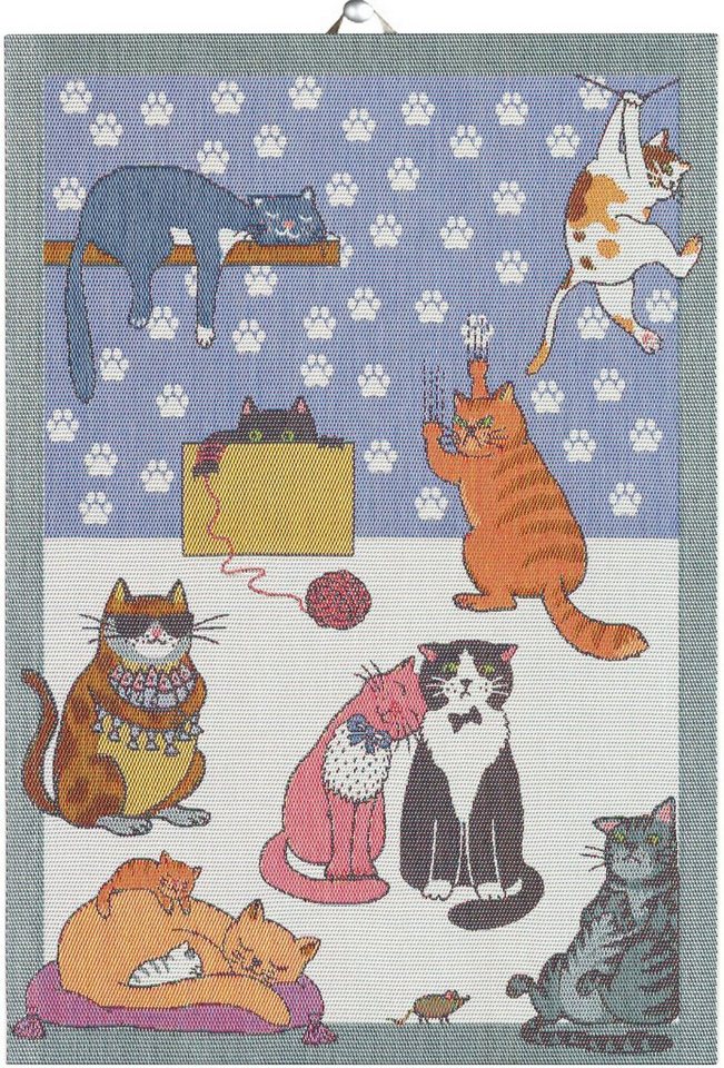 Ekelund Geschirrtuch Küchenhandtuch Cats Fun 35x50 cm, (1-tlg., 1 x Geschirrtuch), Pixel gewebt (6-farbig) von Ekelund