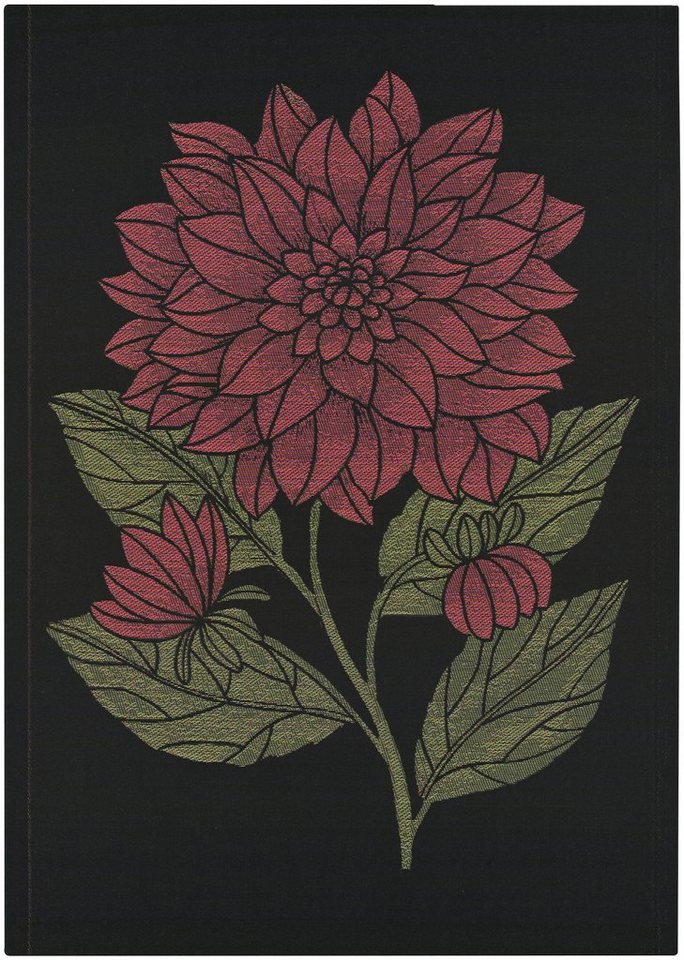 Ekelund Geschirrtuch Küchenhandtuch Dahlia Dekorativ 930 48x70 cm, (1-tlg., 1 x Geschirrtuch), gewebt von Ekelund