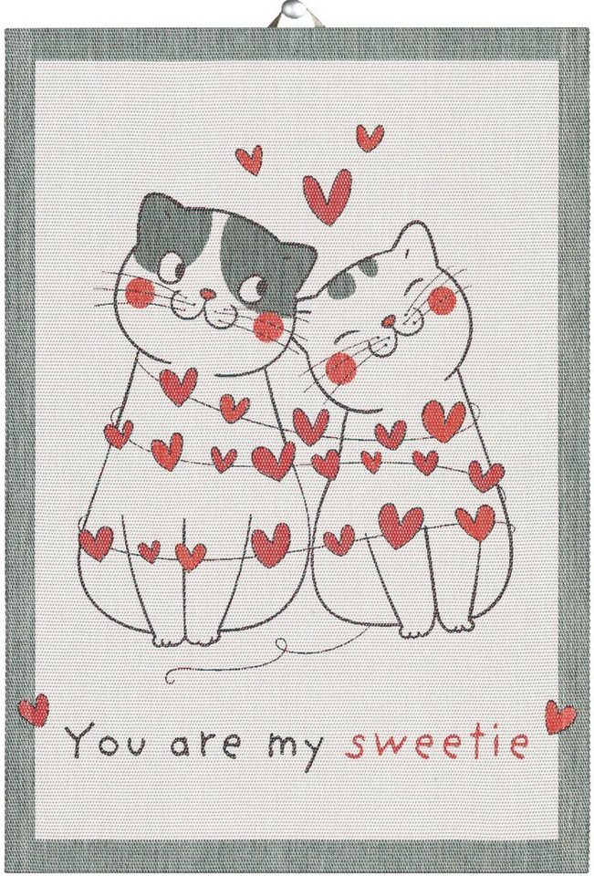 Ekelund Geschirrtuch Küchenhandtuch Love of Cats 35x50 cm, (1-tlg., 1 x Geschirrtuch), Pixel gewebt (6-farbig) von Ekelund