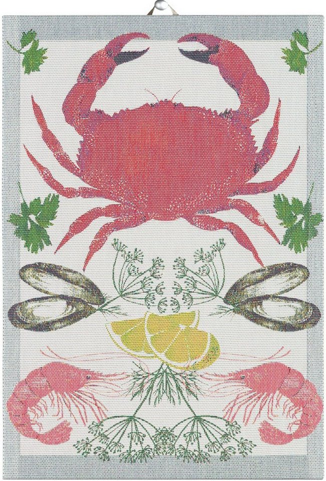 Ekelund Geschirrtuch Küchenhandtuch Seafood 35x50 cm, (1-tlg., 1 x Geschirrtuch), Pixel gewebt (6-farbig) von Ekelund