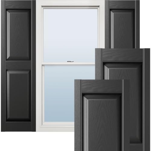 Ekena Millwork Lifetime Vinyl LP2S14X04300BL Standard Two Equal Panel Vinyls, Raised Panel Vinyl Shutters, w/Installation Shutter-Lok's & Matching Screws (Per Pair), 14 3/4"W x 43"H, Black von Ekena Millwork