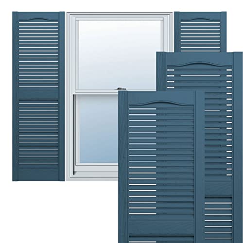 Ekena Millwork Lifetime Vinyl LL1S14X03900CB Standard Cathedral Top Center Mullion, Open Louver Vinyl Shutters, w/Installation Shutter-Lok's & Matching Screws (Per Pair), 14 1/2"W x 39"H, Classic Blue von Ekena Millwork