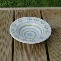 Handgetöpferte Keramik-Schale, Müslischale, Salatschale Mit Streifen Und Blumen Bemalt von EkeraDesign