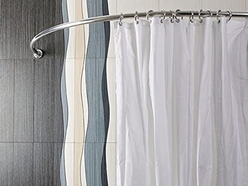 ALU EINTEILIG Duschvorhangstange | Bogenstange 120x120 | BARRIEREFREI Wandmontage | Chrom MATT Silber ELOXIERT | Oval gebogen ideal für die Eckdusche oder Badewanne | Rostfrei von Ekershop