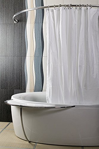 ALU EINTEILIG Duschvorhangstange Bogenstange 80x80 Weiss Oval Stange Eckduschstange ovalstange von Ekershop