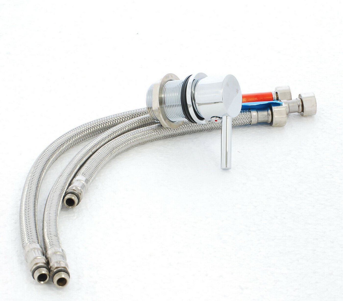 Ekershop Badarmatur Einhebelmischer Taharet Dusch-WCs integriertem Aufsatz Kalt-Warmwasser (1 x Armatur, 3x Panzerschlauch) Chrom oder Schwarz matt von Ekershop