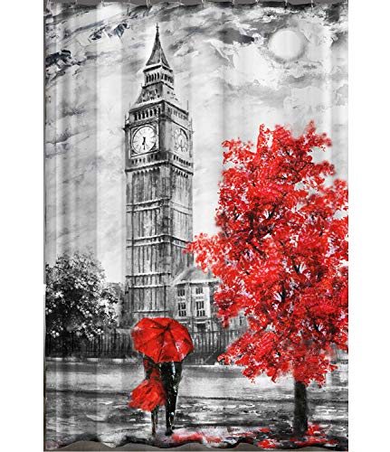 Ekershop Digitaldruck Qualität Textil Duschvorhang Wannenvorhang London Big Ben 240x200cm inkl. Ringe von Ekershop