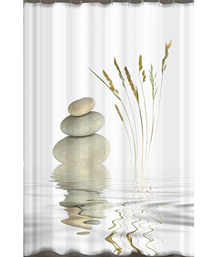 Ekershop Digitaldruck Qualität Textil Duschvorhang Wannenvorhang Wellness Stone 120x200cm inkl. Ringe von Ekershop