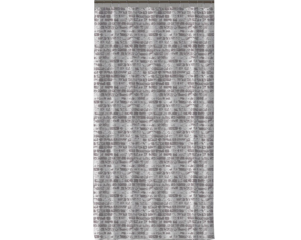 Ekershop Duschvorhang Textil BACKSTEINMAUER für Duschstange Breite 120 cm (inkl. Ringe), Höhe 200 cm, wasserabweisend, waschbar, bügelbar von Ekershop