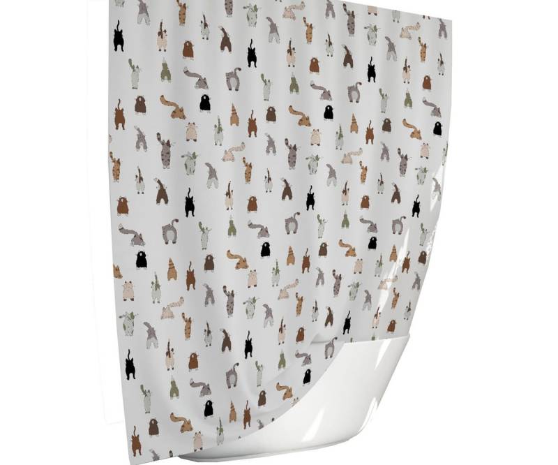 Ekershop Duschvorhang Textil Digitaldruck Katze CAT Kätzchen Hauskatze für Duschstange Breite 240 cm (inkl. Ringe), Höhe 200 cm, wasserabweisend, waschbar, bügelbar von Ekershop