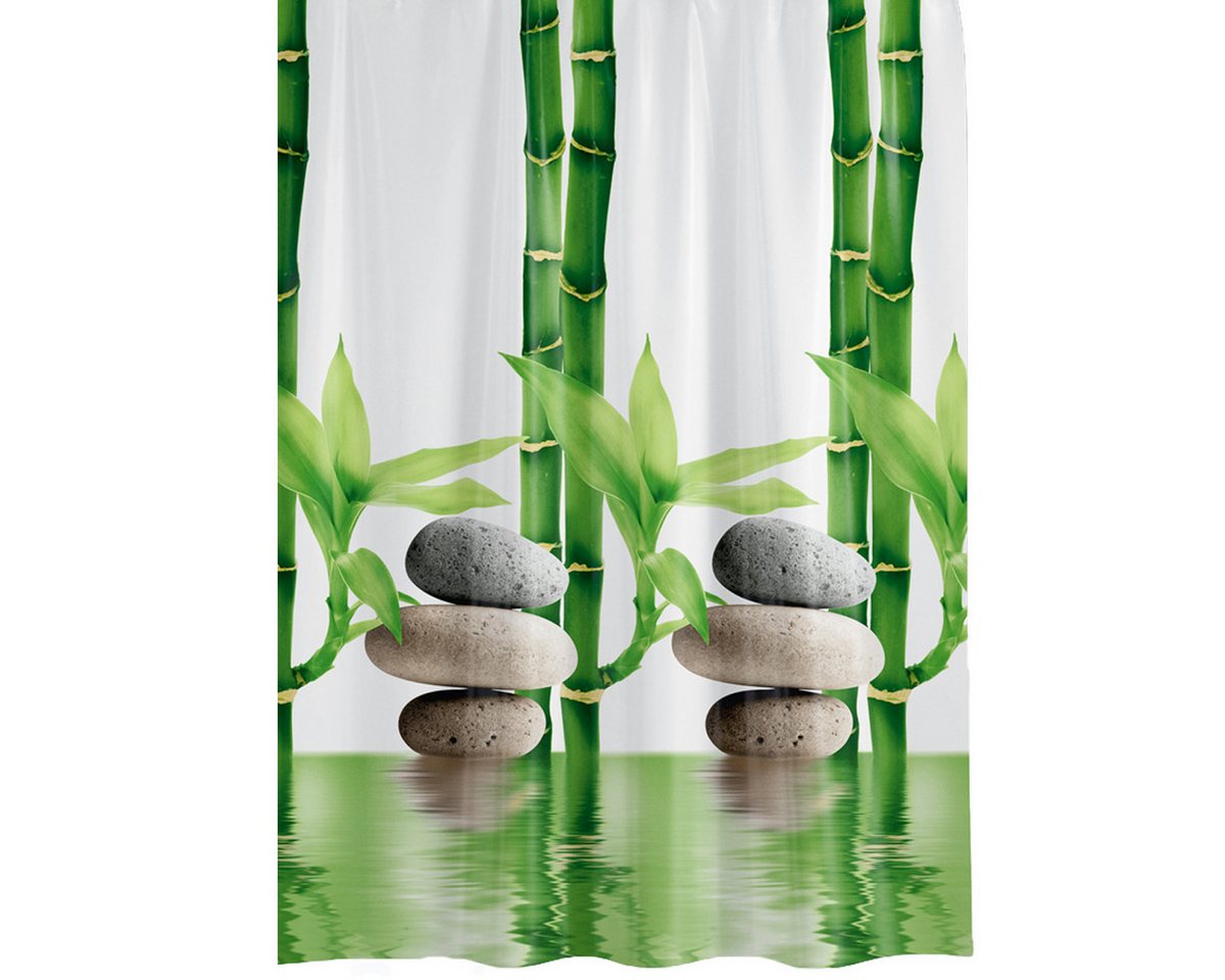 Ekershop Duschvorhang Textil "Bambus mit Stein" Grün Weiß für Duschstange Breite 120 cm, Höhe 200 cm, wasserabweisend, inkl. Ringe, waschbar, bügelbar Ekershop Duschvorhang Textil "Bambus mit Stein" Grün Weiß für Duschstange Breite 120 cm, Höhe 200 cm, wasserabweisend, inkl. Ringe, waschbar, bügelbar von Ekershop