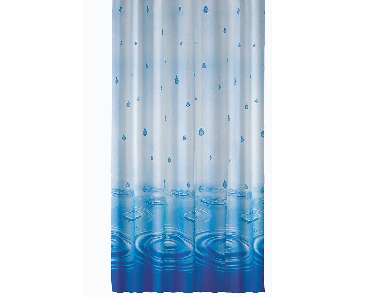 Ekershop Duschvorhang Textil Wassertropfen Blau" Regen für Duschstange Breite 120 cm, Höhe 200 cm, wasserabweisend, inkl. Ringe, waschbar, bügelbar" von Ekershop