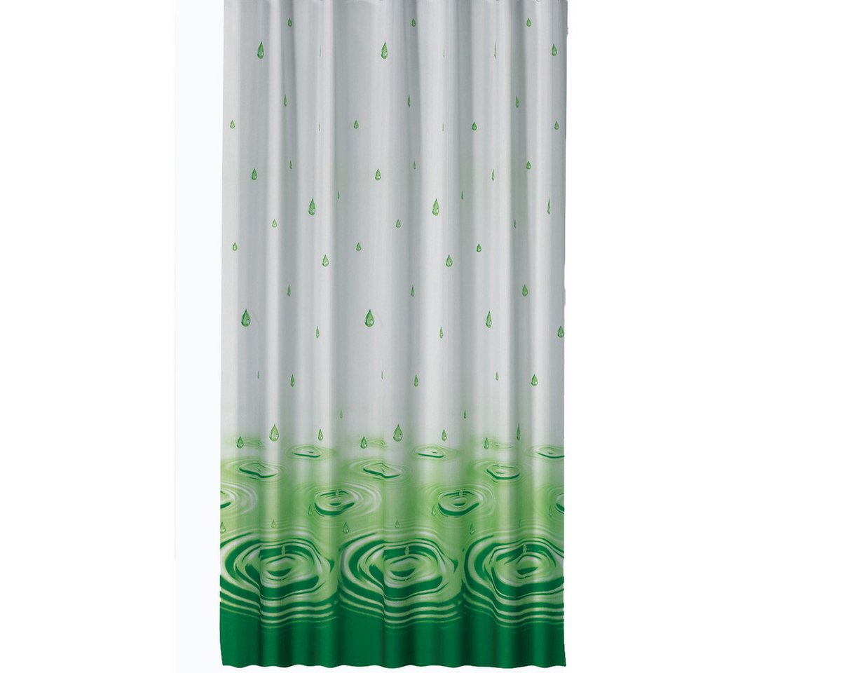 Ekershop Duschvorhang Textil "Wassertropfen Grün" Regen für Duschstange Breite 120 cm (inkl. Ringe), Höhe 200 cm, wasserabweisend, waschbar, bügelbar von Ekershop