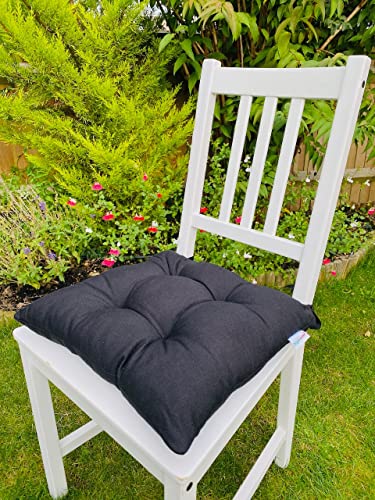 Ekershop EXTRA DICK Design Stuhlkissen Sitzkissen Stuhl Garten Küche Kissen 40x40cm 8cm Deko Auflage für Gästezimmer, Esszimmer, Küche, Terrasse, Wintergarten, Wohnzimmer (Schwarz) von Ekershop