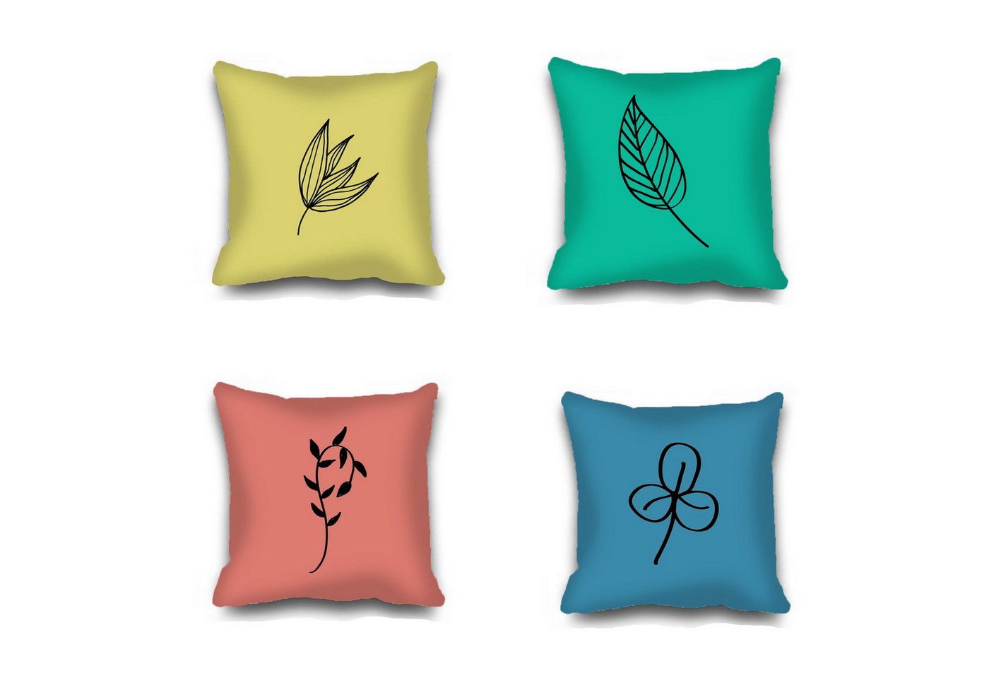 Ekershop Kissenhüllen Dekorative 4er Set COLORS Style Dekokissen Hülle Kissenbezug Kissen, (4 Stück) von Ekershop
