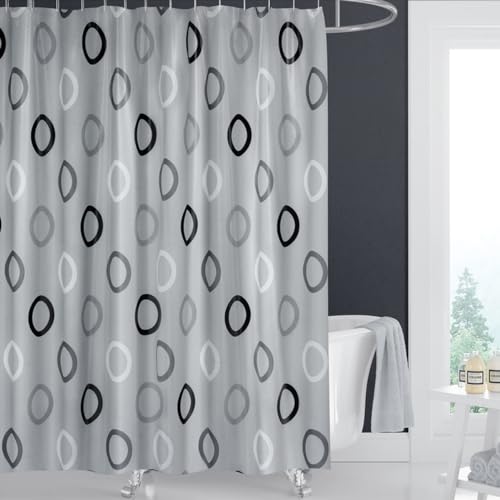 Textil DUSCHVORHANG 240x200cm "Grau mit Schwarz Weiss Kreisen" inkl. Ringe Textil DUSCHVORHANG 240x200cm "Grau mit Schwarz Weiss Kreisen" inkl. Ringe von Ekershop