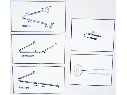 Universal Winkelstange, DUSCHVORHANGSTANGE, Duschvorhang/Winkel, U und L - Form Stange Farbe Weiss inkl. Ringe Universal Winkelstange, DUSCHVORHANGSTANGE, Duschvorhang/Winkel, U und L - Form Stange Farbe Weiss inkl. Ringe von Ekershop