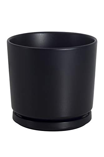 Ekirlin 15 cm Pflanzentöpfe,Keramik Blumentöpfe Indoor,Moderne Sukkulenten Behälter mit Abflussloch Untersetzer,Dekorieren Sie Zuhause,Büro & Outdoor (Schwarz) von Ekirlin