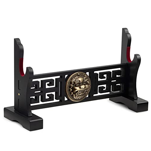 Ekkhysis Kylin Schwertständer 123 Etagen gepolsterter Haken Katana Halter Display Aufhänger für Tanto Rapier Lichtschwert Samurai Schwert Cosplay Klinge Tanjirou Demon Slayer Genshin Impact von Ekkhysis