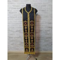 Gestickte Stola Und Manschetten Aus Satin - Kommunionset Priesterset Orthodoxes Set Gestickte Stola Und Manschetten Aus Satin - Kommunionset Priesterset Orthodoxes Set von EkklesiaStore