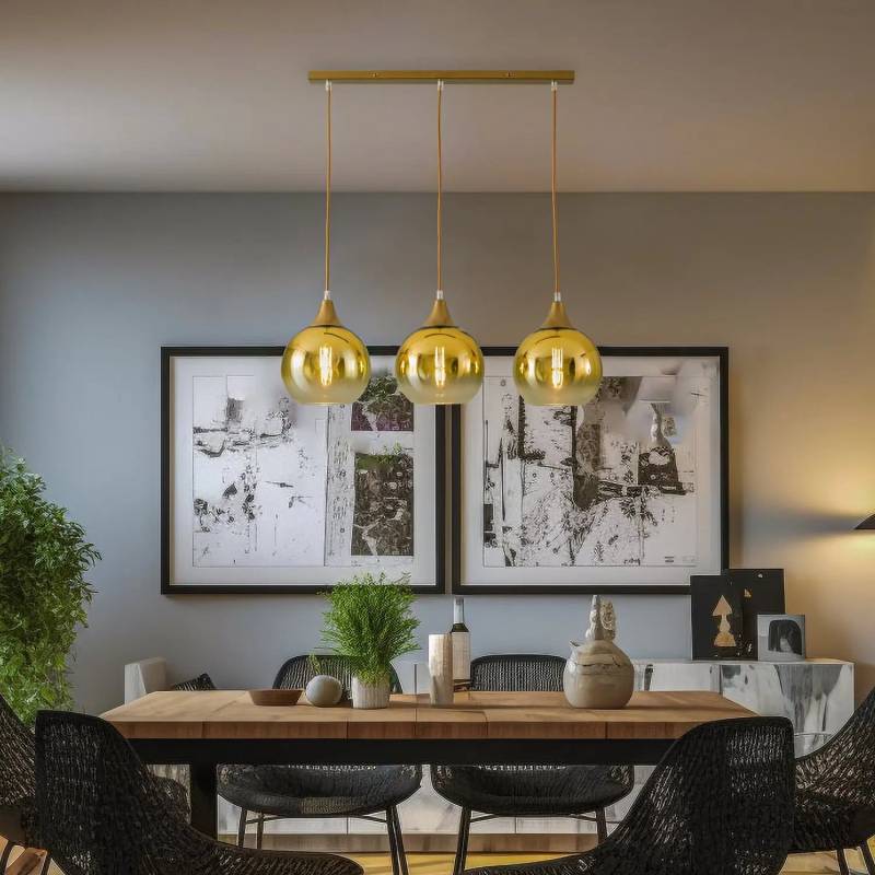 B-Ware Hängeleuchte Monte Hängeleuchte Pendelleuchte Balken Gold Dreiflammig von Eko-Light