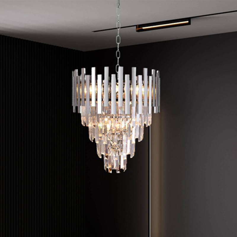 Hängelampe Aspen Metall chromfarben Glaskristalle Höhe 50 cm von Eko-Light