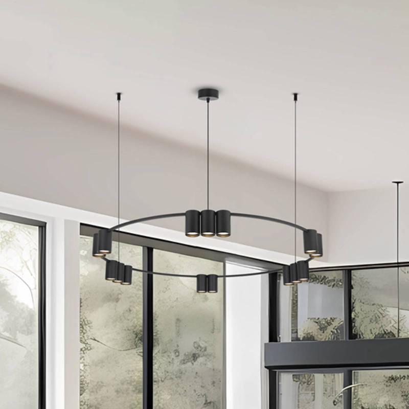 Hängelampe Genesis, Aluminium, schwarz, 15 x GU10, Ø 100 cm von Eko-Light