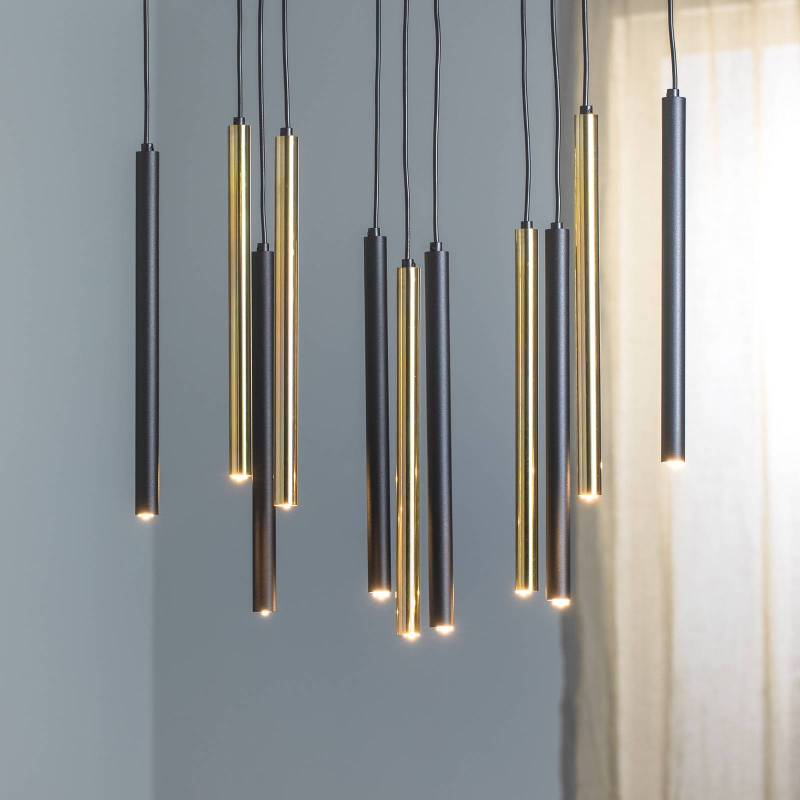 Hängeleuchte Monza, schwarz/gold, elfflammig von Eko-Light