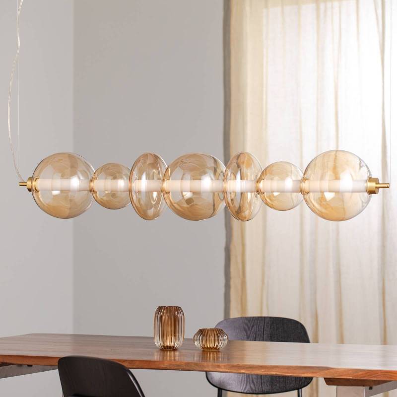 LED-Hängelampe Daphne, Glas amber-transparent, Länge 118 cm von Eko-Light