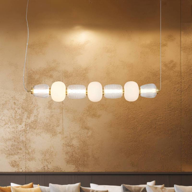 LED-Hängeleuchte Caro, Glas transparent/opal, Länge 110 cm von Eko-Light