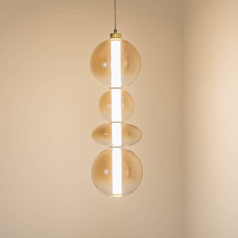 LED-Hängeleuchte Daphne, Glas amber-transparent, Höhe 62 cm von Eko-Light