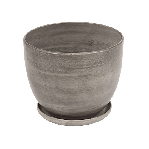 Keramik Keramiktopf Blumentopf Topf Übertopf D 215 mm Schale grau rund von Ekoceramika