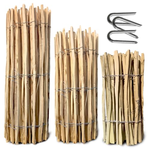 Staketenzaun Gartenzaun Holzzaun Zaunlatte Zaunrolle aus Haselnussholz Ekogarden H-120cm, Abstand-3/5cm, L-5m (80 cm / 7-9 cm / 5 m) von Ekogarden
