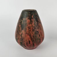 Eine Westdeutsche Fat Lava Vase Von Ruscha. Rote „Vulcano"-Glasur von Eksternest