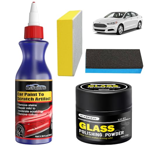 2 Stück Auto Kratzer Reparaturset, Auto Kratzer Entferner, Glaspolitur, Mit Schwämmchen, Glaspolierpulver, Autolack kratzer Reparaturset, für auto Verschiedene Oberflächen von Ekukeon
