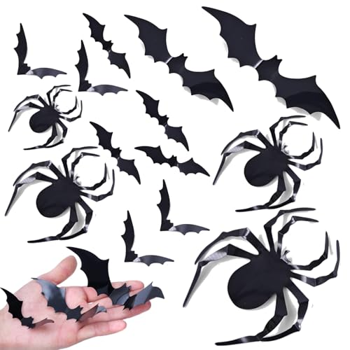 Ekukeon 72 Stück Halloween 3D Fledermaus Spinne Deko, 3D Fledermäuse Wandaufkleber Spinnen, Wasserdichtes PVC, Verschiedenen Größen, für DIY Halloween Deko Garten Fensterdeko Ekukeon 72 Stück Halloween 3D Fledermaus Spinne Deko, 3D Fledermäuse Wandaufkleber Spinnen, Wasserdichtes PVC, Verschiedenen Größen, für DIY Halloween Deko Garten Fensterdeko von Ekukeon