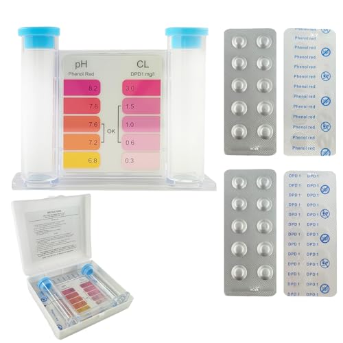 Pooltester Chlor und Ph,inkl. 2x10 Tabletten,Wassertester für Chlor und pH Wert,Testkit für pH-Wert und Freies Chlor,Pool Tester pH und Chlor,Ph Wert Messgerät Pool,Pooltester für Schwimmbad,Whirlpool Pooltester Chlor und Ph,inkl. 2x10 Tabletten,Wassertester für Chlor und pH Wert,Testkit für pH-Wert und Freies Chlor,Pool Tester pH und Chlor,Ph Wert Messgerät Pool,Pooltester für Schwimmbad,Whirlpool von Ekukeon