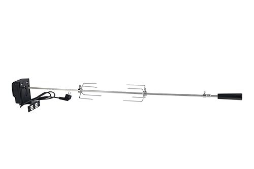 El Fuego® Universal Drehspieß mit Motor | Größe variabel einstellbar | aus Edelstahl gefertigt | Spießlänge bis 120 cm | inkl. 2 Fleischnadeln | Gasgrills mit 2 bis 6 Brennern | Tragkraft bis 8 kg von El Fuego